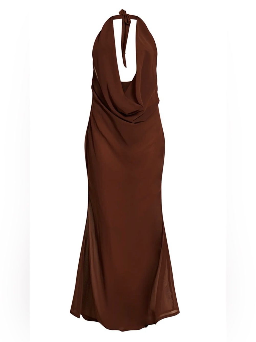 PrettyLittleThing ESPRESSO PLUNGE FRONT OPEN BACK BEACH DRESS